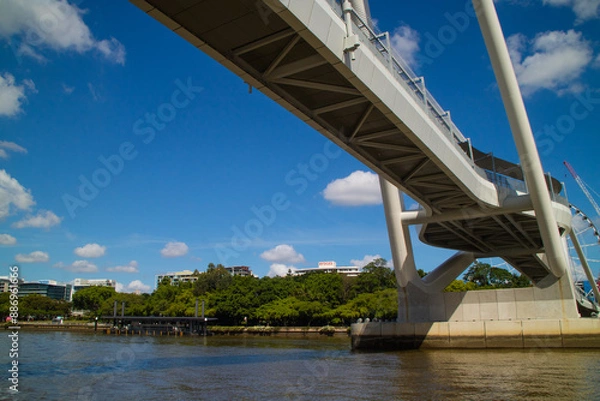 Obraz Centro de Brisbane, pontes, prédios e roda Gigante
