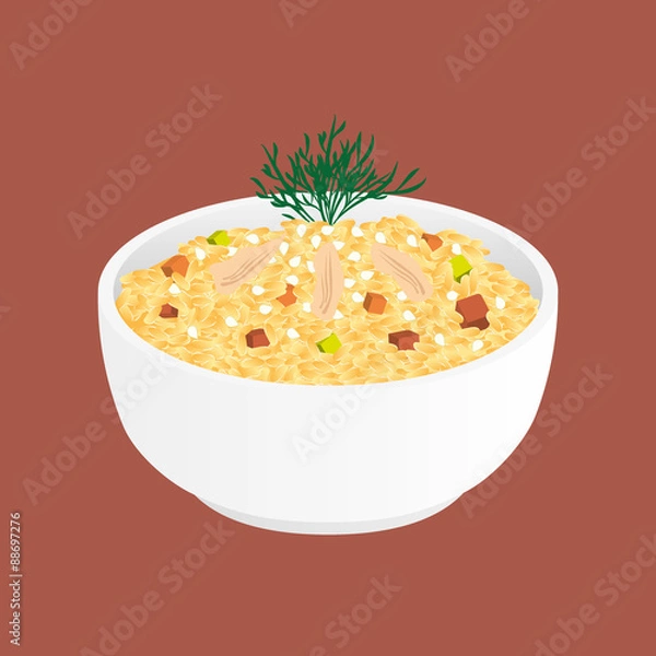 Obraz Fried Rice With Chicken and Vegetables - tyachun