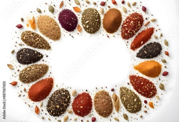Fototapeta Concept photo of spice types on white background with space for text