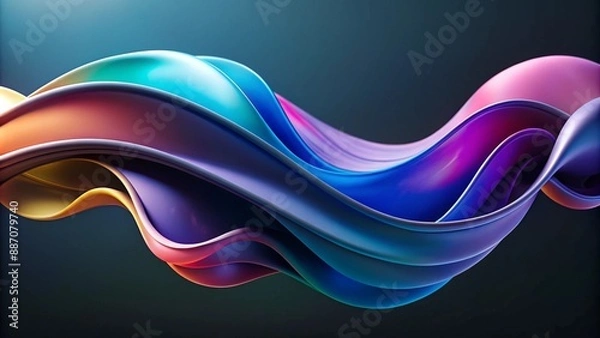 Fototapeta Abstract fluid multicolored shapes on a dark background. A modern creative banner with space for copy, in the style of a vector illustration. Abstract wavy design in neon colors.