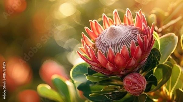 Obraz The King protea or king sugar bush Protea cynaroides is a distinctive member of Protea having the largest flower head in the genus The king protea is the national flower of South Africa