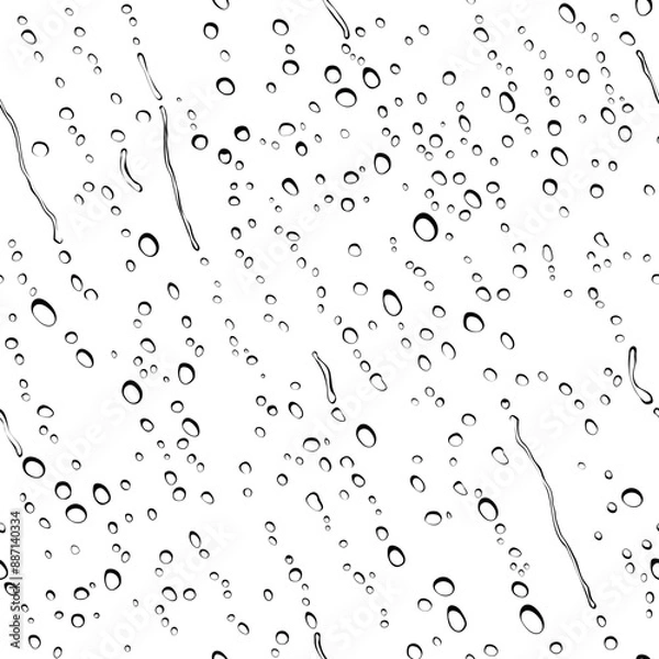 Obraz Black and white graphic seamless pattern background of water drops on glass. Vector illustration.