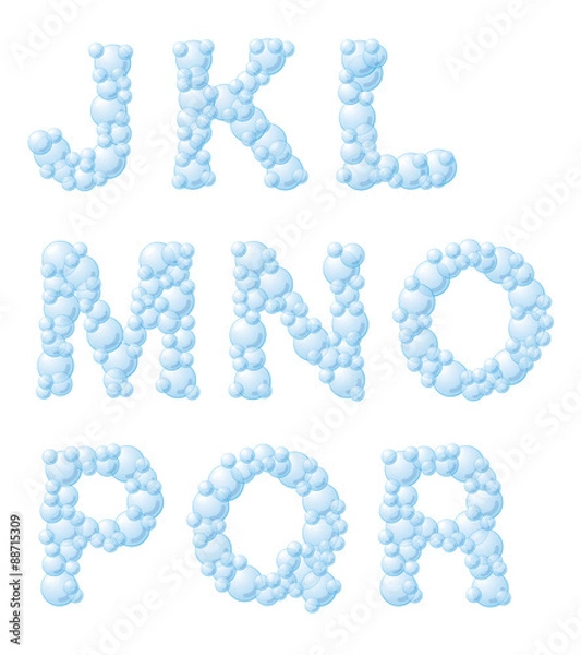 Obraz Vector bubble foam font, od J do R.
