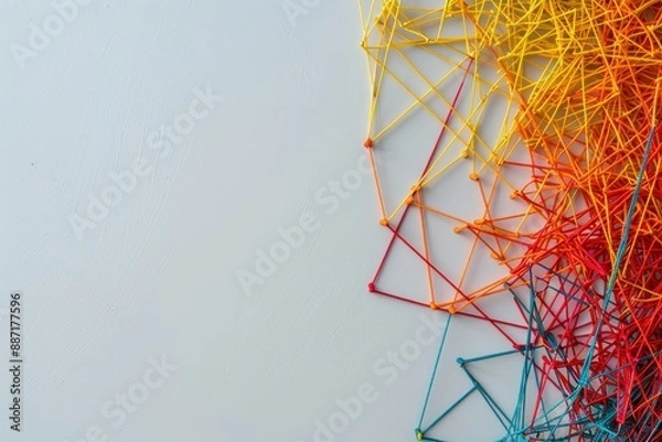 Fototapeta Abstract colorful string art on white background.