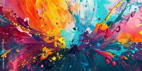 Obraz Vibrant abstract painting in dynamic colors showing modern art concept