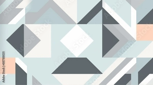 Obraz Abstract geometric shapes with white, gray, and peach tones