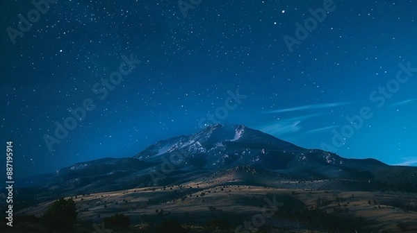 Fototapeta night mountain background with a beautiful sky