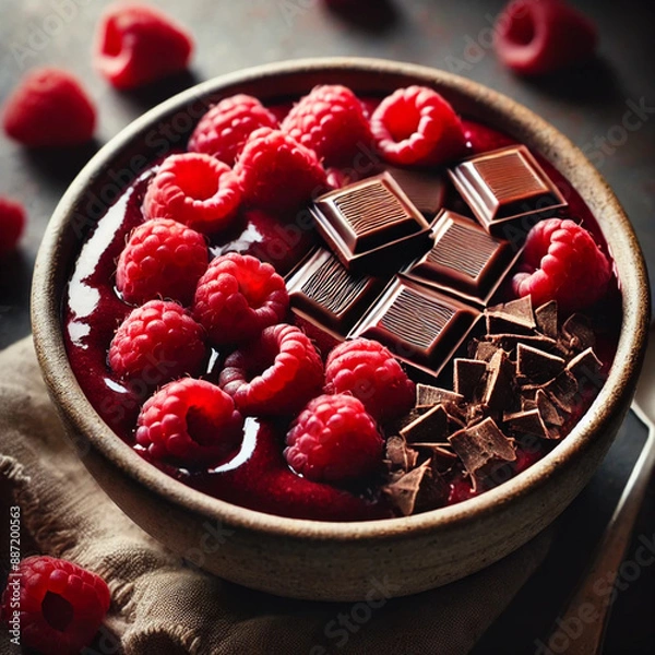 Obraz chocolate cake with raspberries