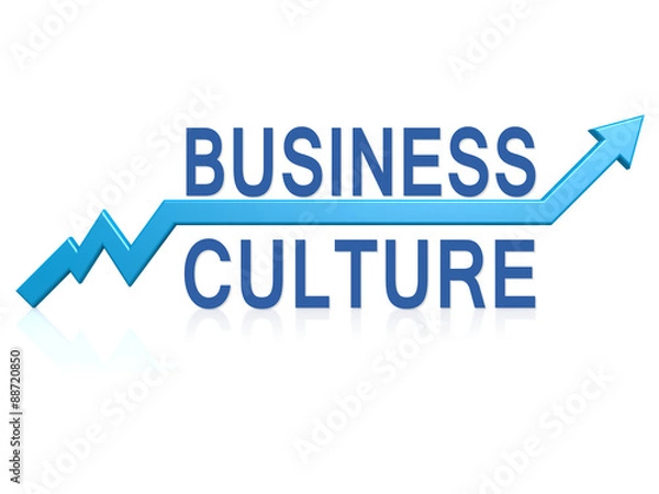Fototapeta Business culture with blue arrow