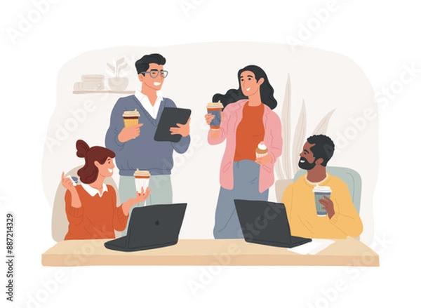 Fototapeta Morning in the office isolated cartoon vector illustrations.