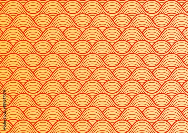 Obraz yellow red seamless pattern with waves