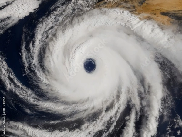 Fototapeta overhead view of a hurricane and it's eye, generative ai
