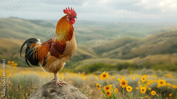 Obraz rooster in the field