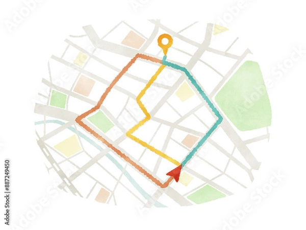 Obraz 地図上の目的地までの複数ルート