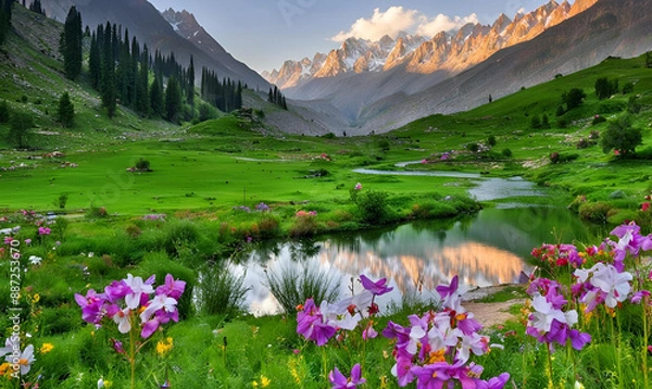 Fototapeta  Eternal Bliss: Savoring the Serenity of Pakistan's Patundas Meadows 