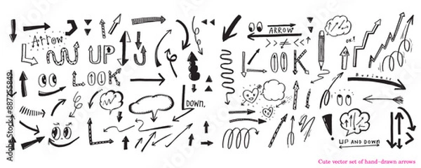 Fototapeta hand-drawn arrows, Cute doodle arrows for graphic and web design