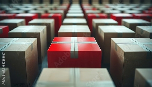 Fototapeta Cardboard boxes prepared for shipping