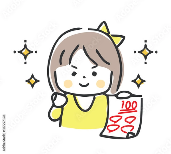 Obraz テストで100点をとる女の子