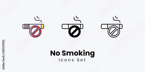 Fototapeta No Smoking Icons thin line and glyph vector icon stock illustration
