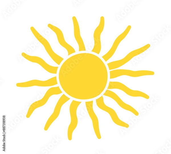 Fototapeta Sun groovy retro background. Horizontal wavy sun. Retro and vintage style 60s, 70s. Trendy. Vector illustration