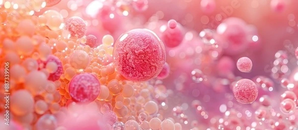 Obraz Abstract Close-Up of Pink and Peach Bubbles in a Dreamy Soft Focus Background