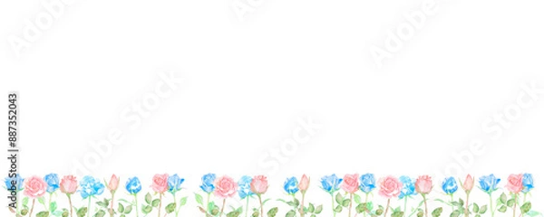 Obraz 水彩で描いたカラフルな花たちのボタニカルフレーム