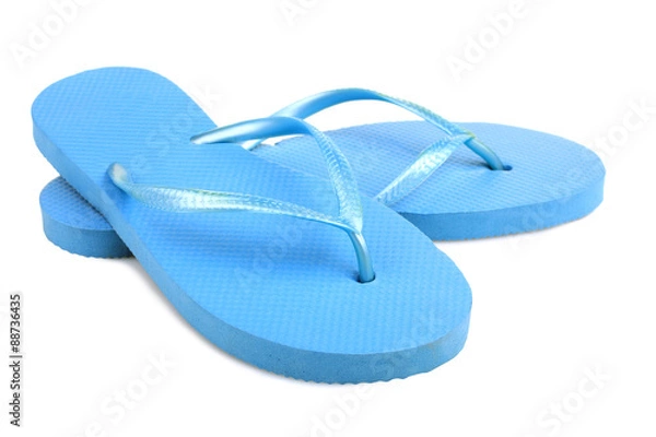 Obraz izolowane, niebieskie klapki plażowe