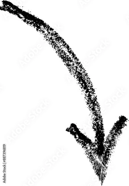 Obraz Crayon hand drawn arrow icon. Pencil and brush scribbles sketch. Grunge charcoal textured doodle. Chalk mark element
