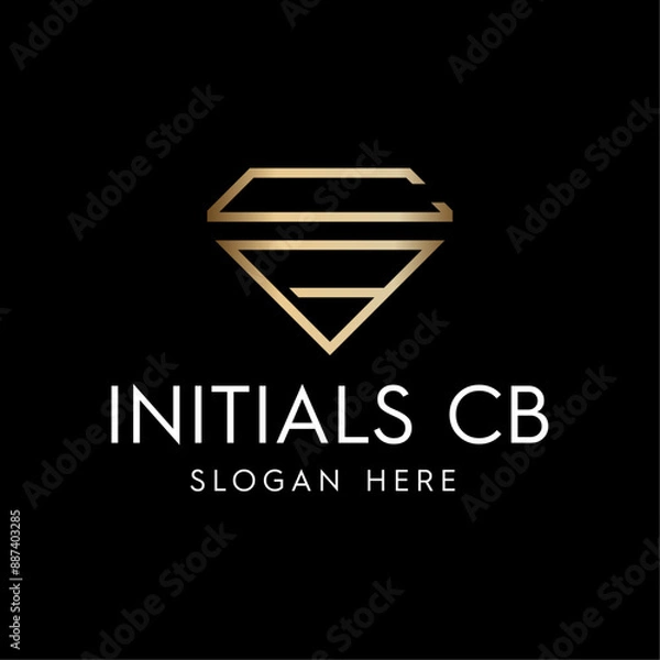 Fototapeta Minimalist Initials CB Diamond Logo Vector Illustration