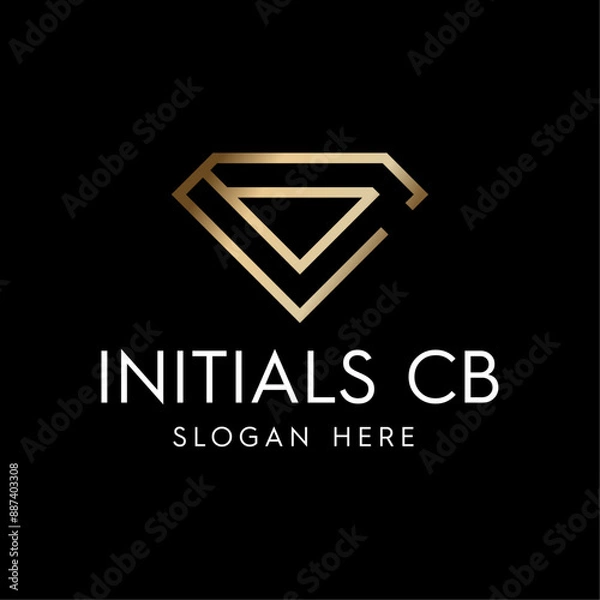 Fototapeta Minimalist Initials CB Diamond Logo Vector Illustration
