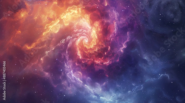 Fototapeta A breathtaking cosmic nebula swirls in vivid colors, creating an ideal abstract and wallpaper background, aiming to be a best-seller