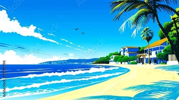 Fototapeta サマーブリーズの風景のイラスト