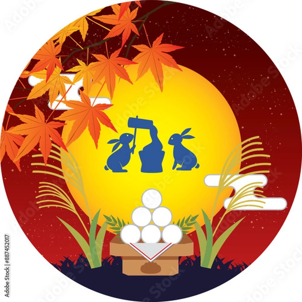 Fototapeta 秋のお月見素材
