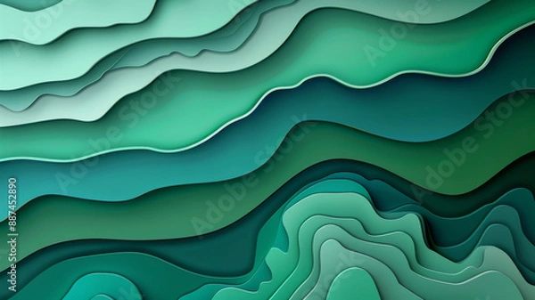 Fototapeta Abstract 3D Terrain Pattern with Blue Hues
