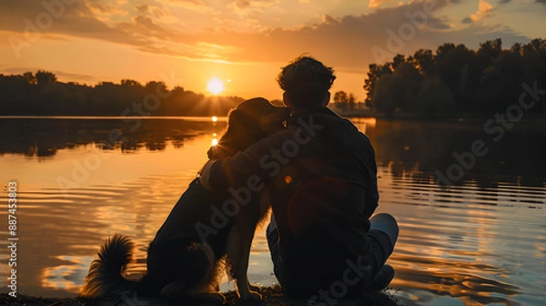 Obraz Generative AI, Sunset Companionship