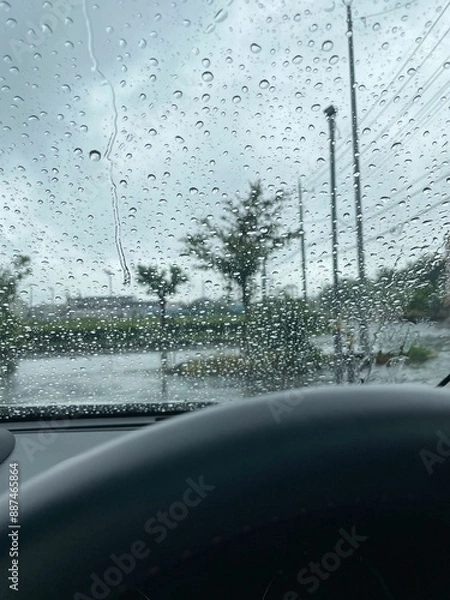 Fototapeta 雨の日の運転