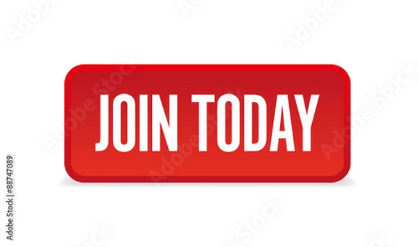 Obraz Join today red three-dimensional square button isolated on white background