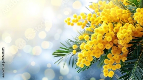 Obraz   A close-up of yellow flowers on a sunny day with soft focus in the background