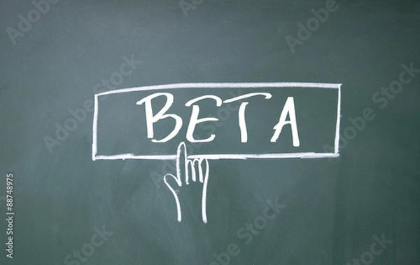 Obraz finger click beta symbol on blackboard