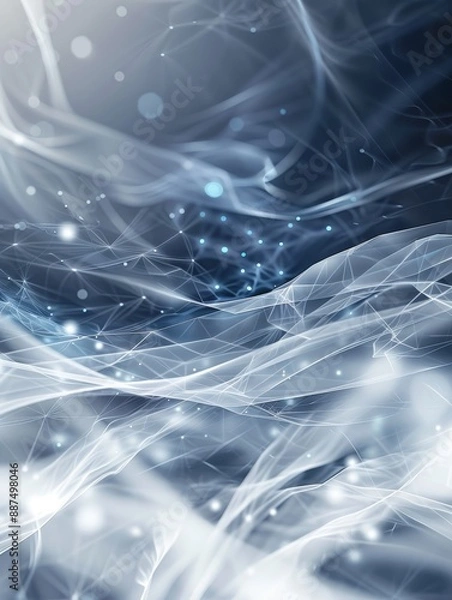 Obraz White and Blue Abstract Background with Flowing Lines