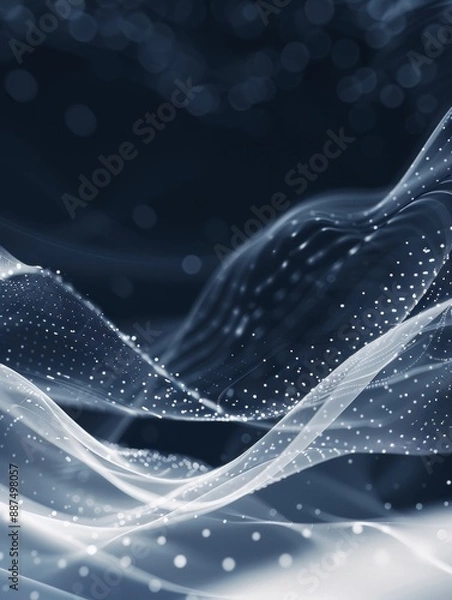 Obraz Abstract White Technological Background with Wavy Lines