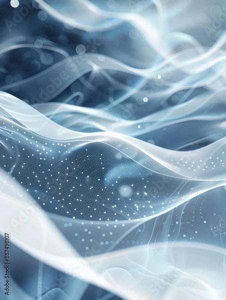 Obraz Abstract Blue and White Wavy Lines with Dots