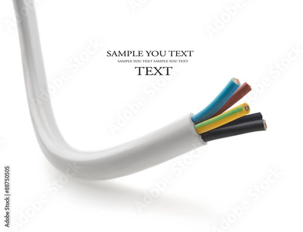 Fototapeta zbliżenie kabla elektrycznego na białym tle