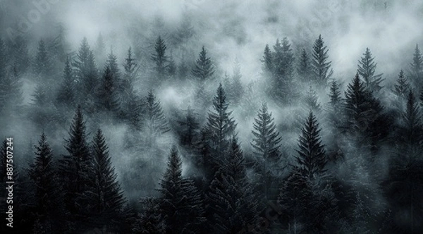 Fototapeta fog in the woods