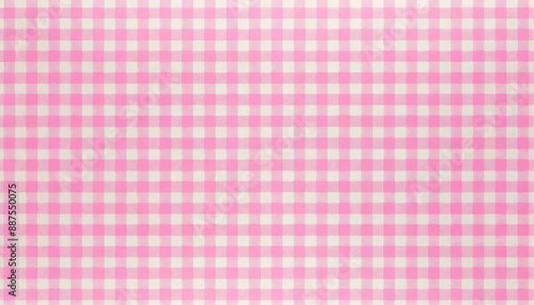 Obraz Pink and white seamless gingham pattern background