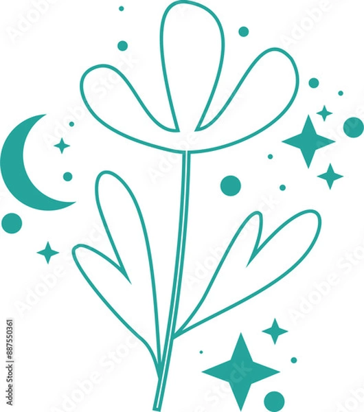 Fototapeta Aesthetic Floral Line Circle Moon