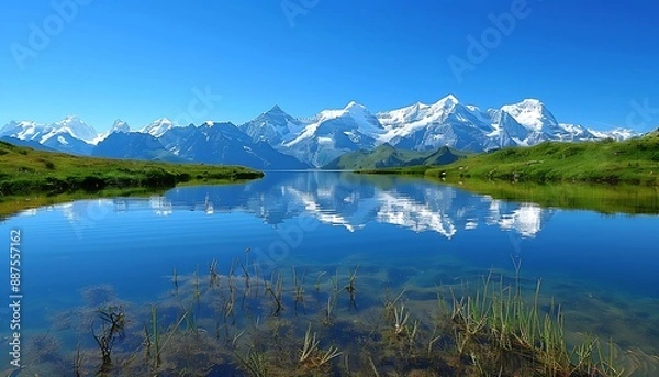 Fototapeta Serene Mountain Lake with Reflection
