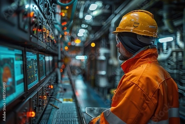 Obraz A man in a yellow helmet