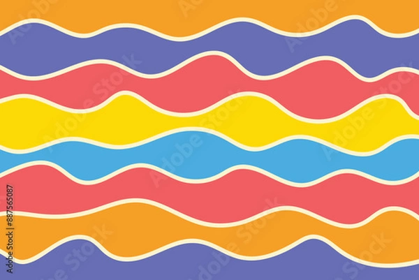Fototapeta Wave background. Design of colourful poster. Vector illustration