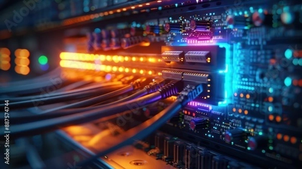 Obraz optic fiber connected to switch